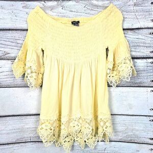 Rue21 Womens Yellow Smocked Off Shoulder Top XL